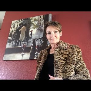 Leopard print furry blazer