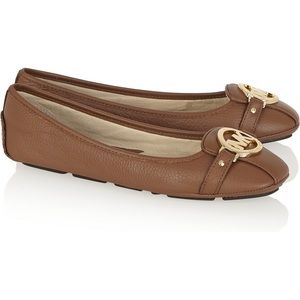 Michael Kors Fulton Leather Flats, Brown, Size 7.5