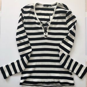 NWT striped cross sweater