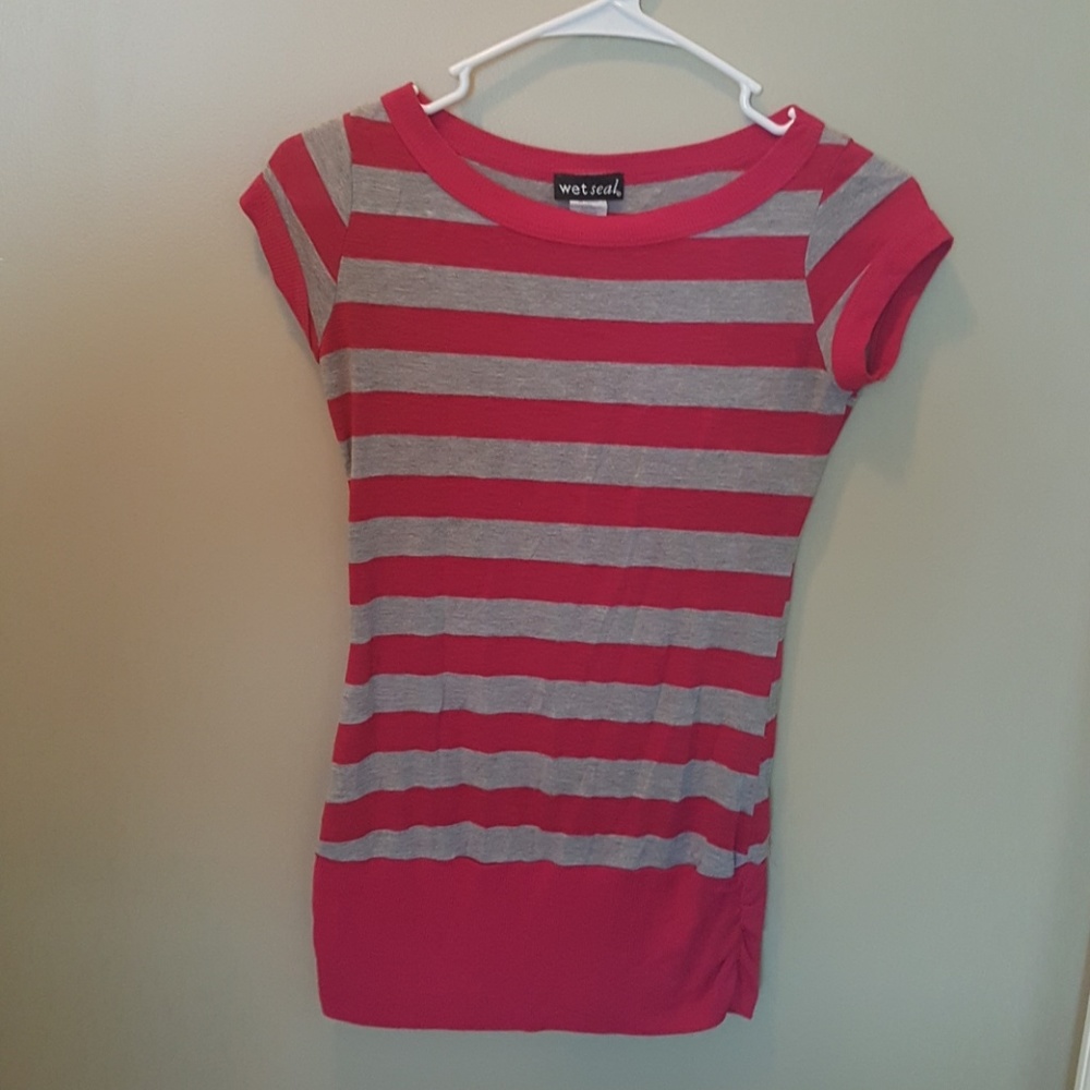 Pink and grey striped wet seal shirt