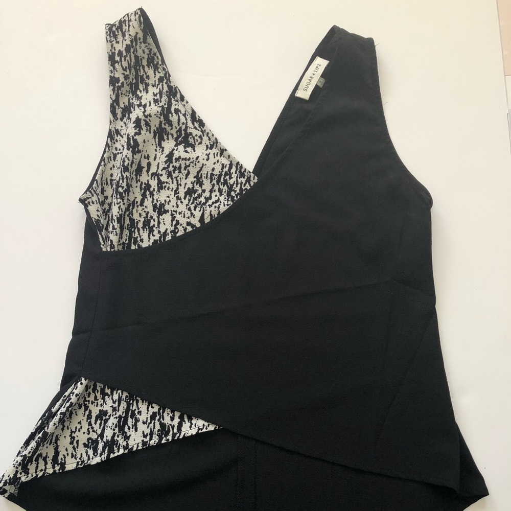 Black and patterned top