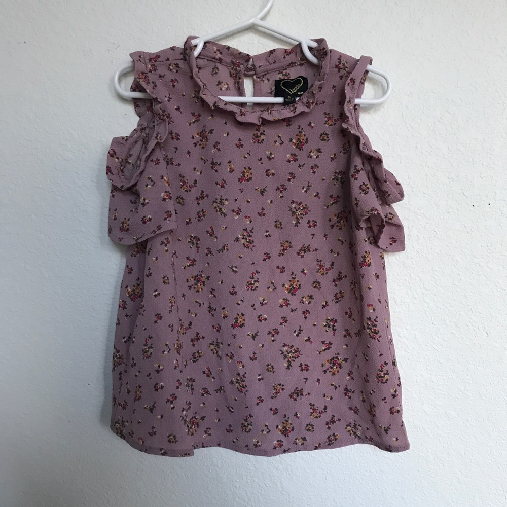 Cold Shoulder Floral Top With Ruffles