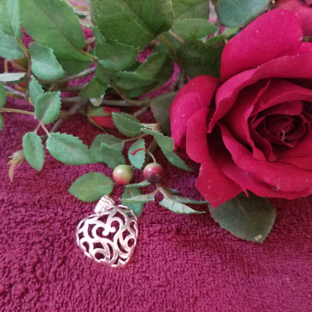 Silver Pendant Heart Shape, Stamped 925 MILOR