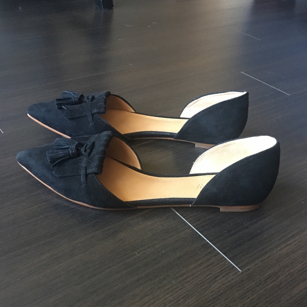 J. Crew Suede Flats - Black, Size 8