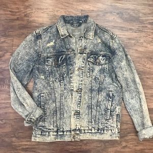 Destroyed acid wash denim jacket
