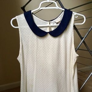 Merona cream and navy tank, size large