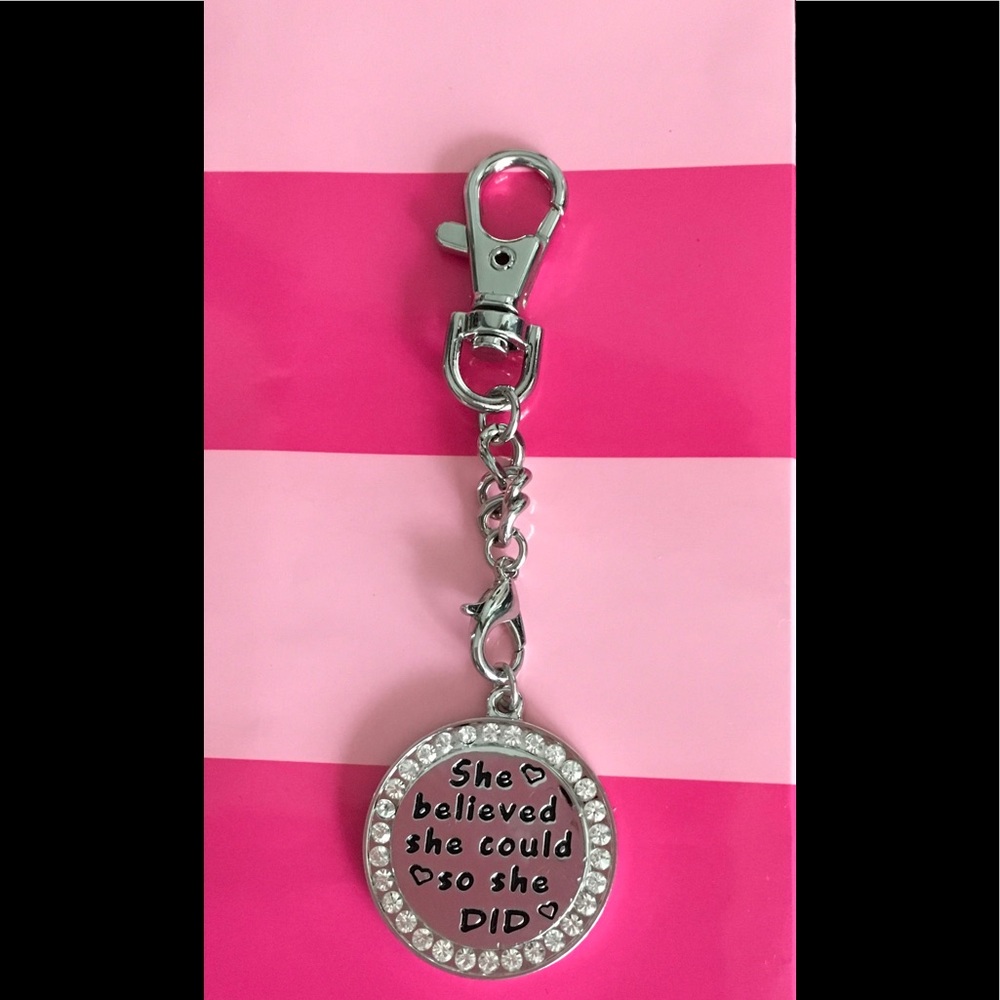 🎀Inspirational pendant keychain with rhinestones