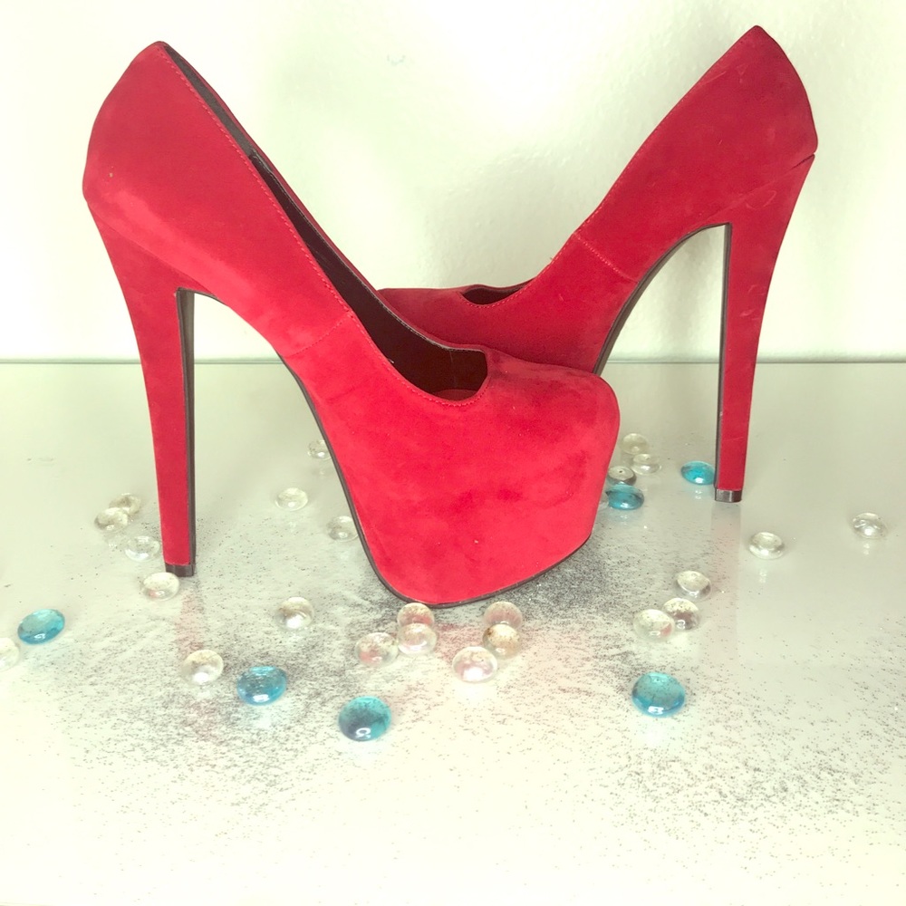 Red platform heels