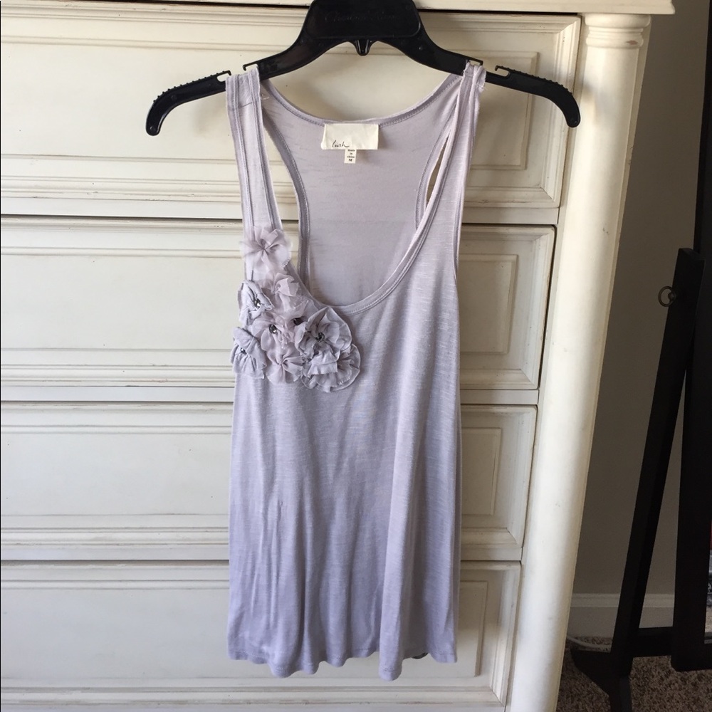 Light grey Lush tank top with floral detail