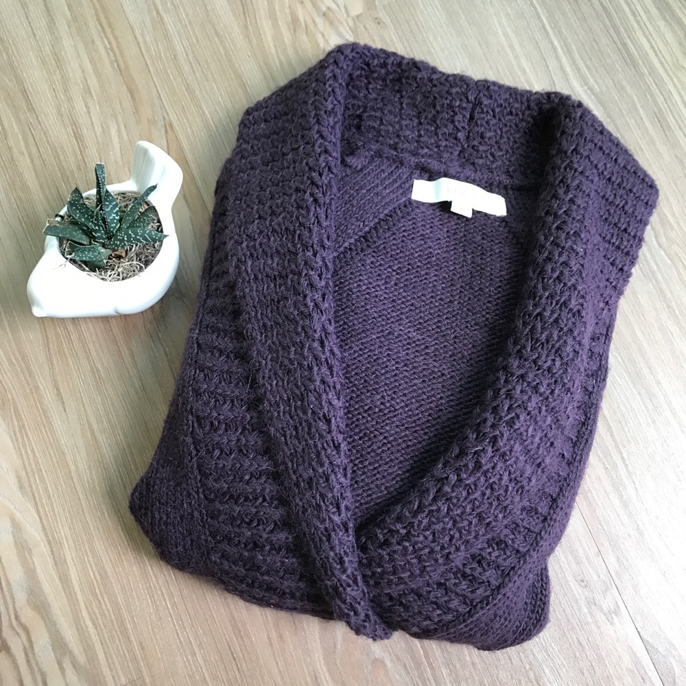 SOLD Loft Alpaca Eggplant Open Collar Pullover - Picture 8 of 8