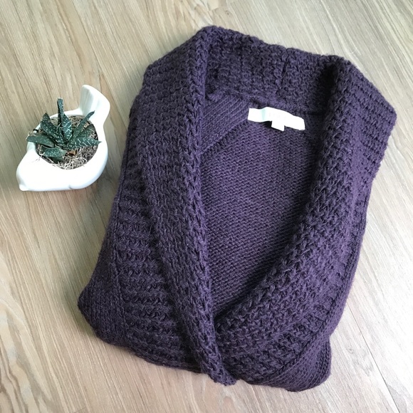 SOLD Loft Alpaca Eggplant Open Collar Pullover - Picture 8 of 8