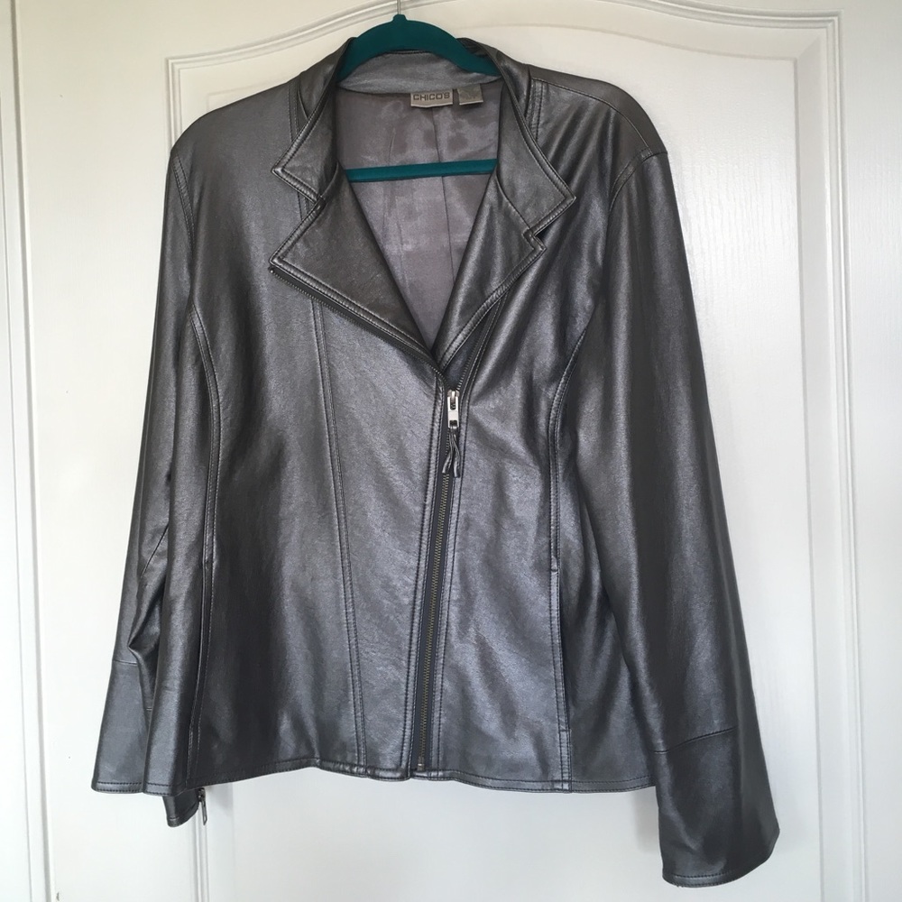Silver Chicos Faux Leather Jacket