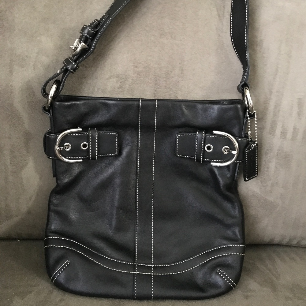 Coach black leather hobo purse