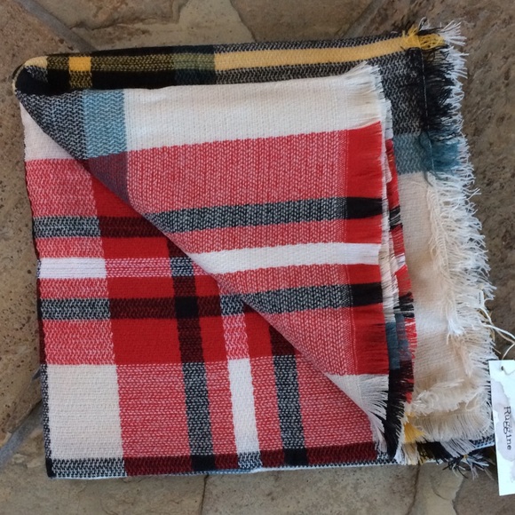 🍃💕NWT Beige Multi Plaid Blanket Scarf - Picture 4 of 5