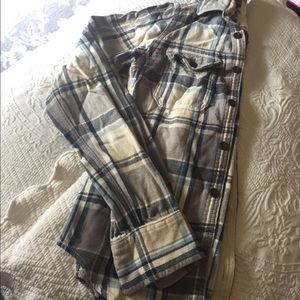 white & blue flannel