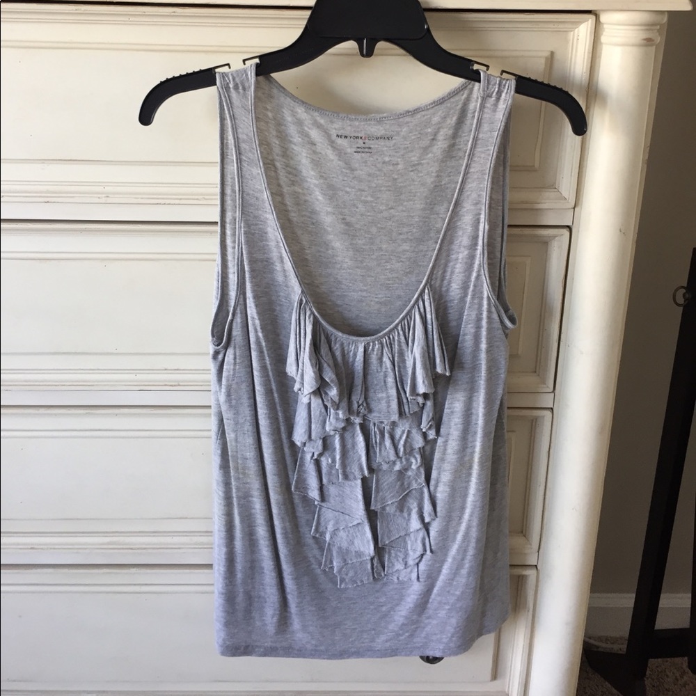 Grey New York & Company tank top w ribbon detail
