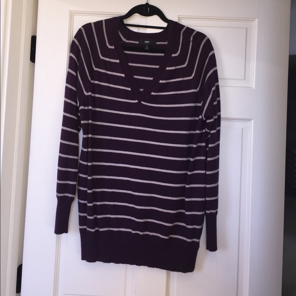 Purple stripe v-neck Mossimo sweater women's 1X