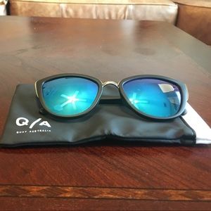 Quay Cat Eye Blue Mirror Sunglasses