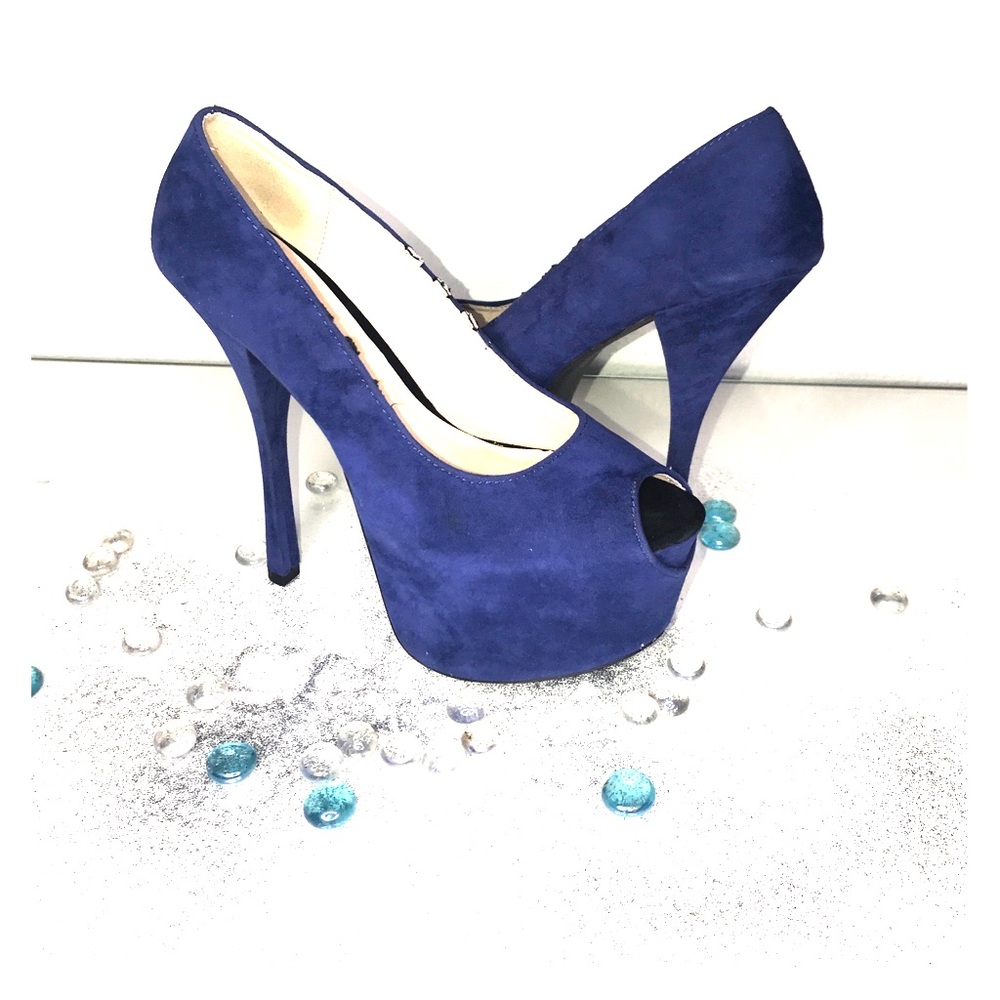 Blue platform heels