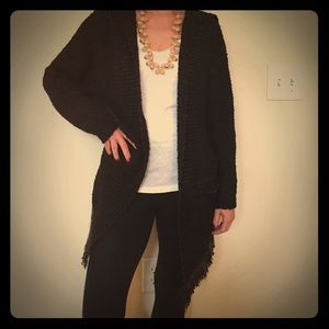 High low fringed Free People hooded sweater