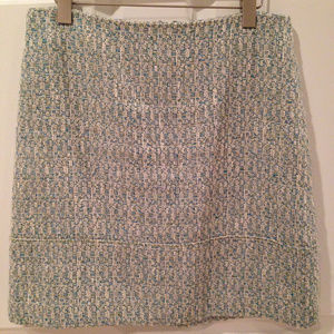 Ann Taylor Green/Blue/White Tweed Skirt
