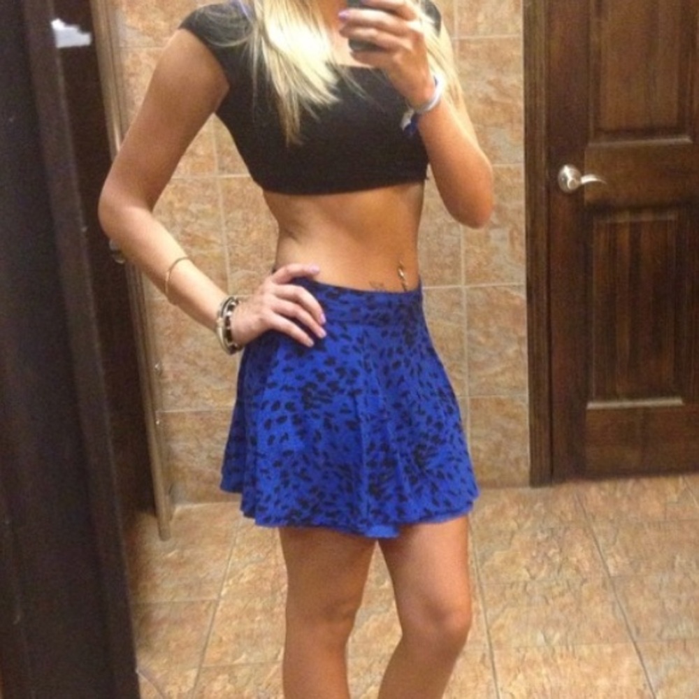 Forever 21 Blue Leopard Circle Skirt
