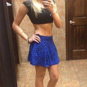 Forever 21 Blue Leopard Circle Skirt