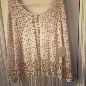 Crocheted fringe sweater