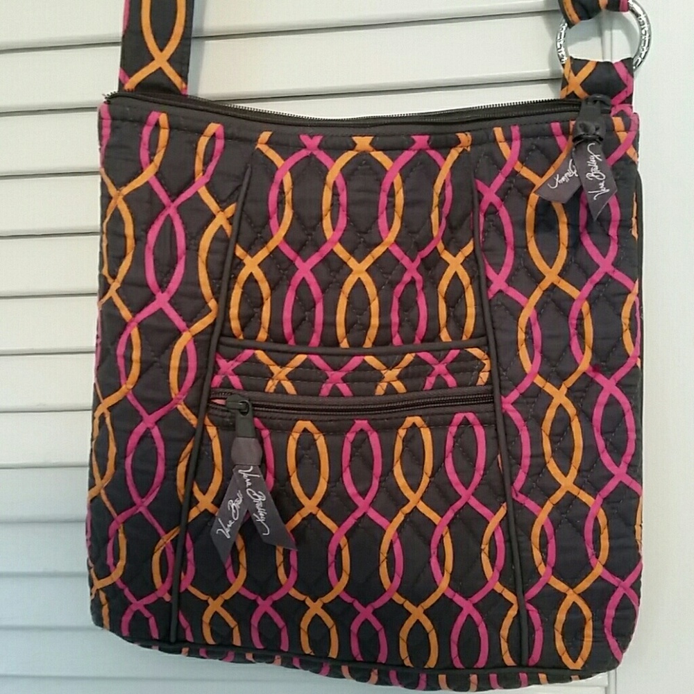 Gray, pink, and orange Vera Bradley crossbody