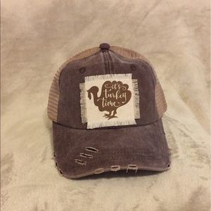 Turkey Time brown trucker hat w/ tan mesh backing