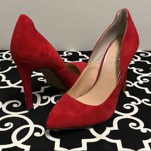 NWOT Jessica Simpson Red Faux Suede Heels 👠