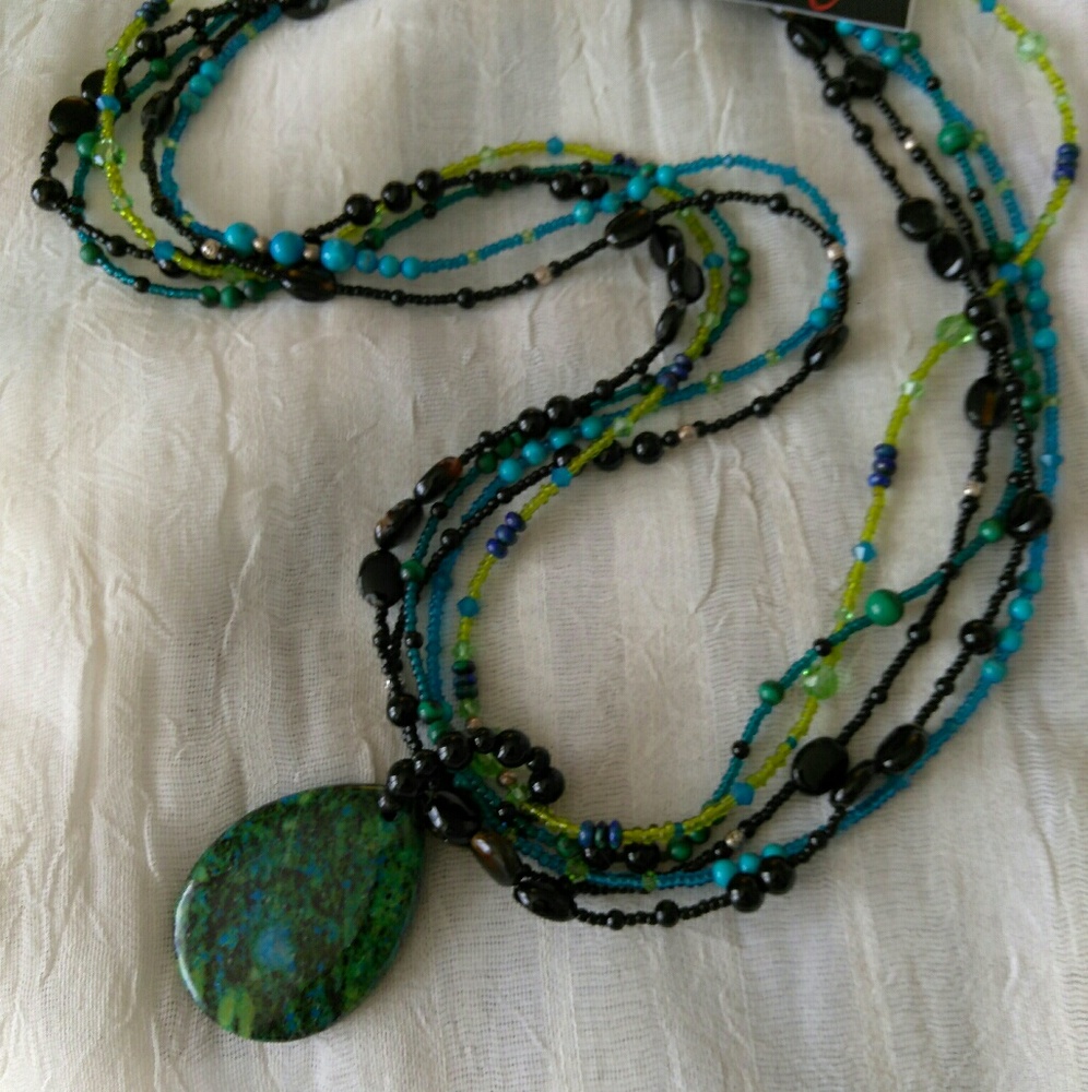 BACK TO BUSINESS SALE Gems/Hill Tribe SS necklace.