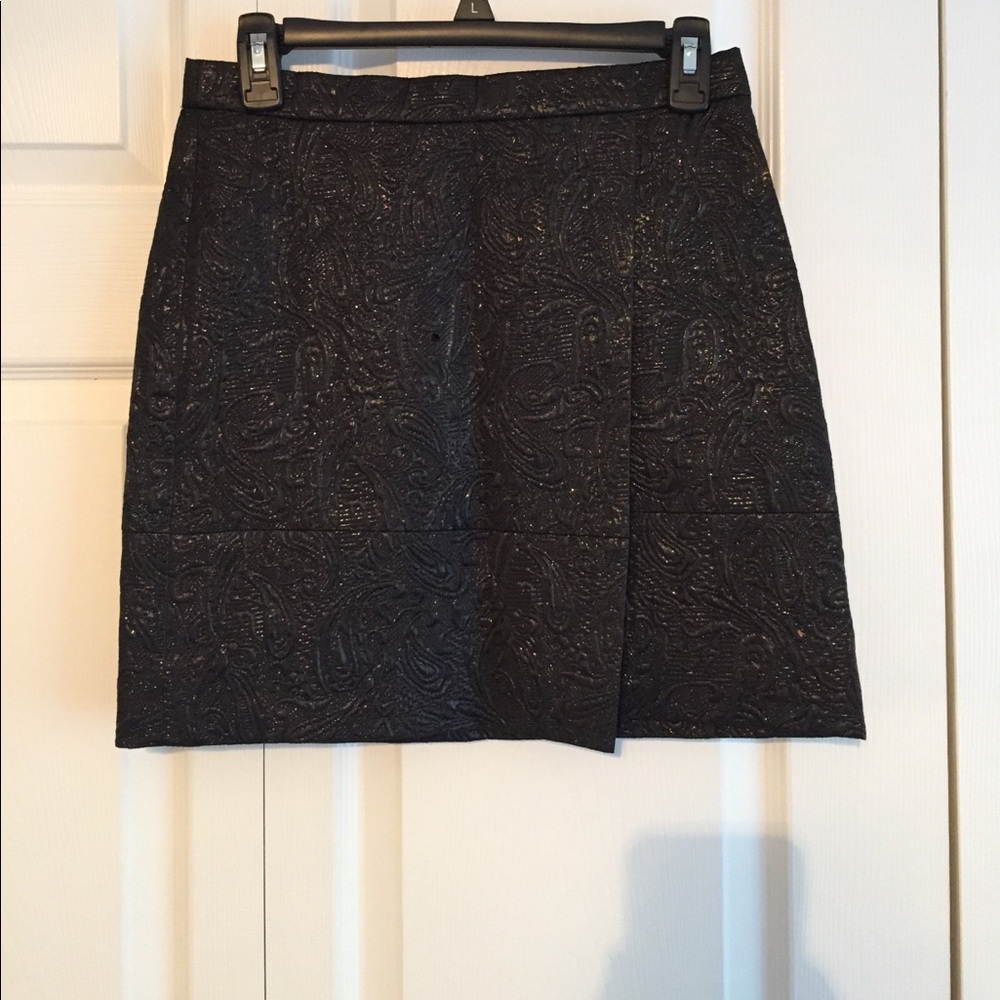 J. Crew black metallic foil skirt
