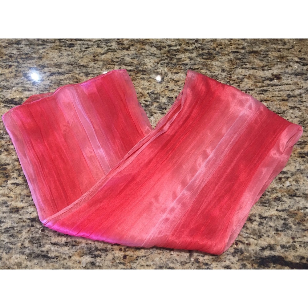 Coral and white sheer scarf