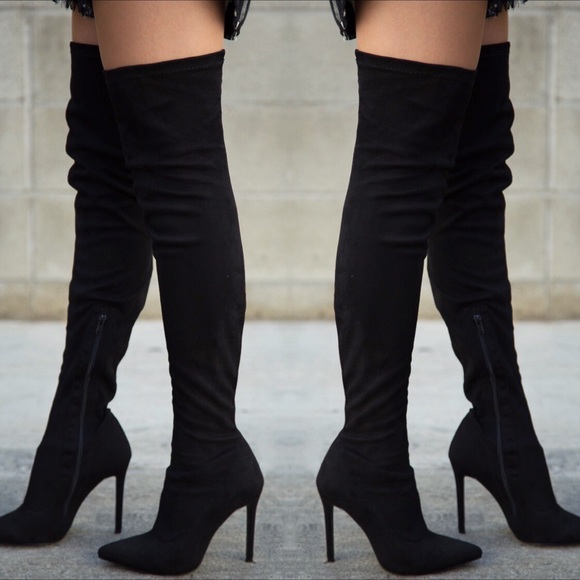 Pointy Toe Stiletto Heel Thigh High Boot - Picture 2 of 5