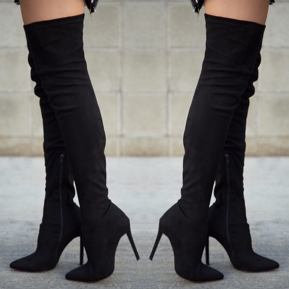Pointy Toe Stiletto Heel Thigh High Boot - Picture 3 of 5