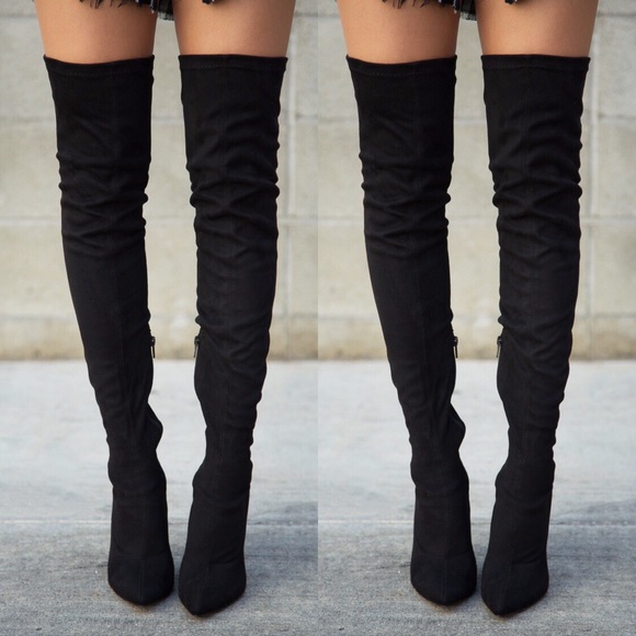 Pointy Toe Stiletto Heel Thigh High Boot - Picture 4 of 5