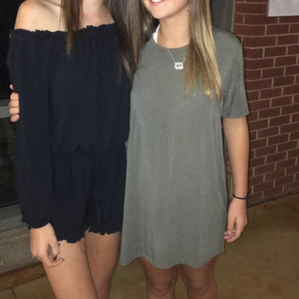 t-shirt dress and off the shoulder romper