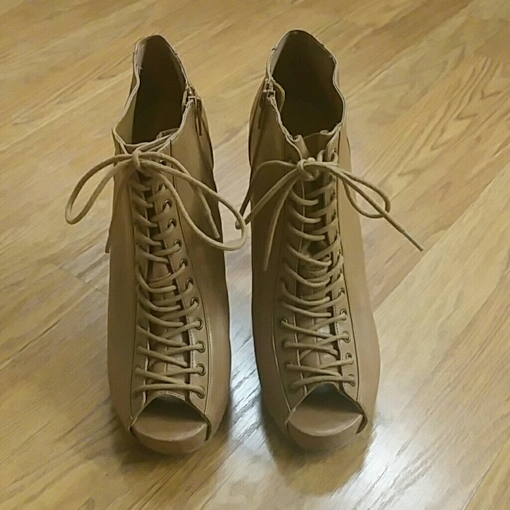 Express Lace up Peep Toe Booties