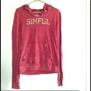Faded Vintage Hoodie with Skull by Sinful