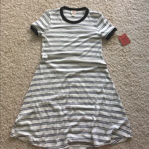 White with navy strips dress
