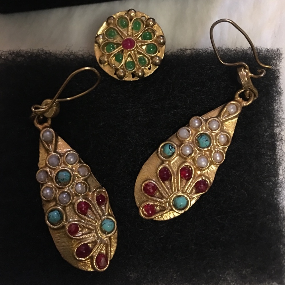 Semi precious stone Earrings and Ring
