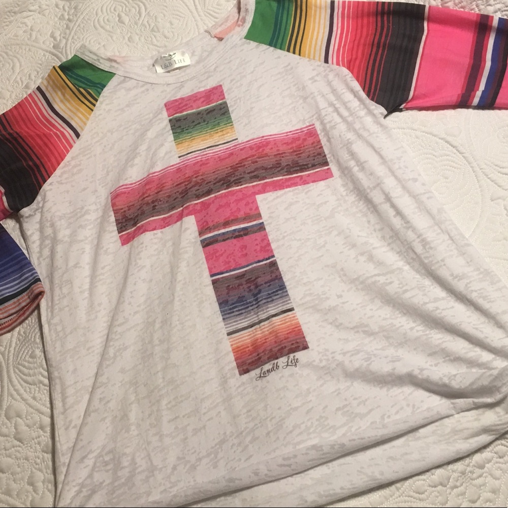 Serape cross Raglan Sz L Large
