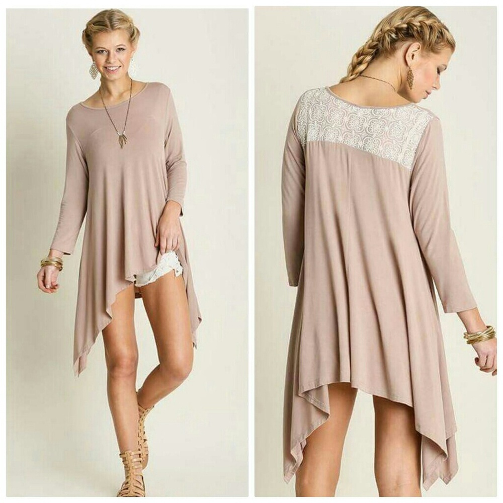 Shark bite mocha tunic top