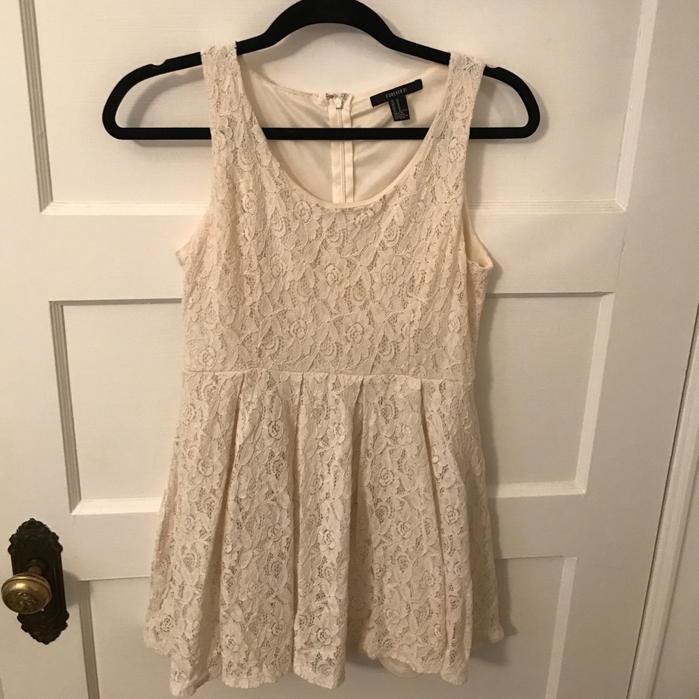 Cream lace mini dress