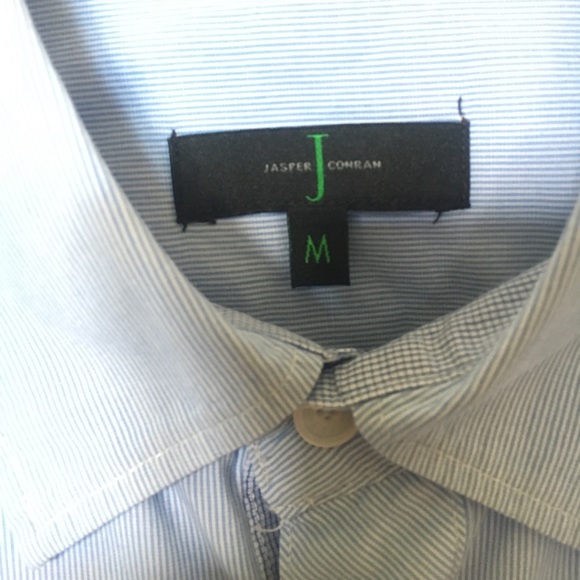 Jasper Conran Blue Button Up Collared Shirt - Picture 2 of 4