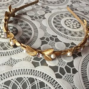 Pearl and Crystal Gold Hair Band