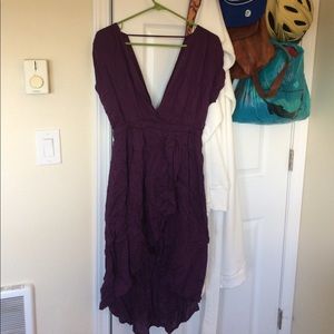 Purple hi-low plunge dress