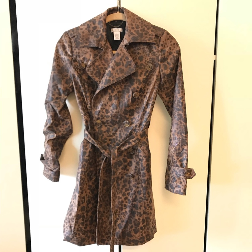 Caché Leopard Print Trench Coat