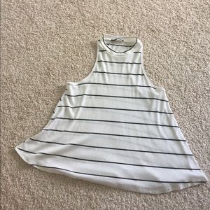 White high neck tank. White with black stripes